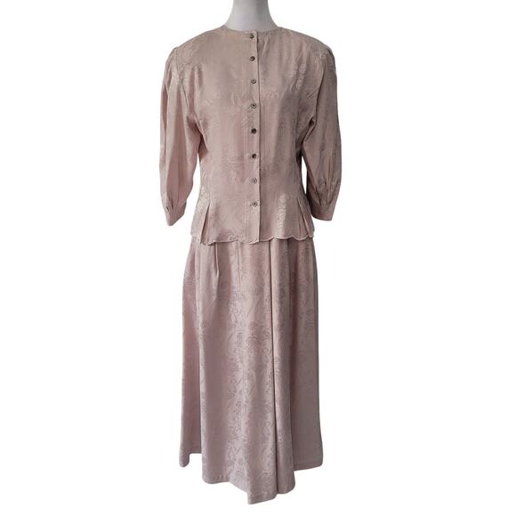 Westminster Lace Size 12 Vintage 100% Silk Floral Embossed 2 Piece Skirt Set - Picture 1 of 13